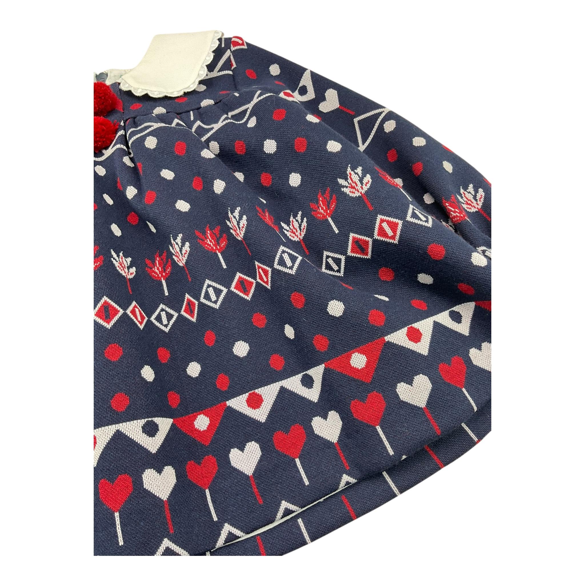 MARTA Y PAULA set abito-coulotte tinta unita con fantasia Blu per Neonata 5105 BLU MARTA Y PAULA 