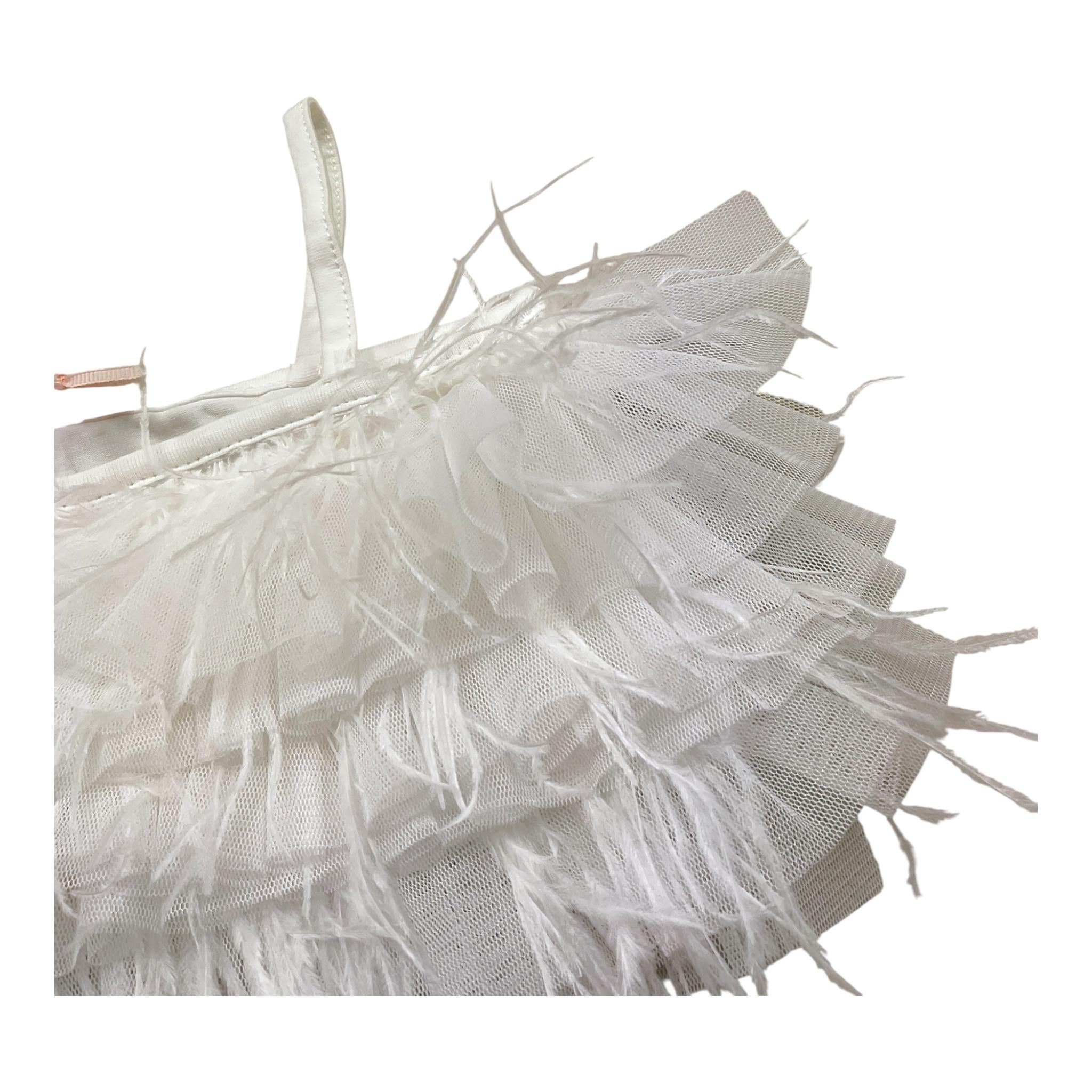 Please Top Tinta Unita con Balze per Bambina MO06032G73 BIANCO PLEASE 