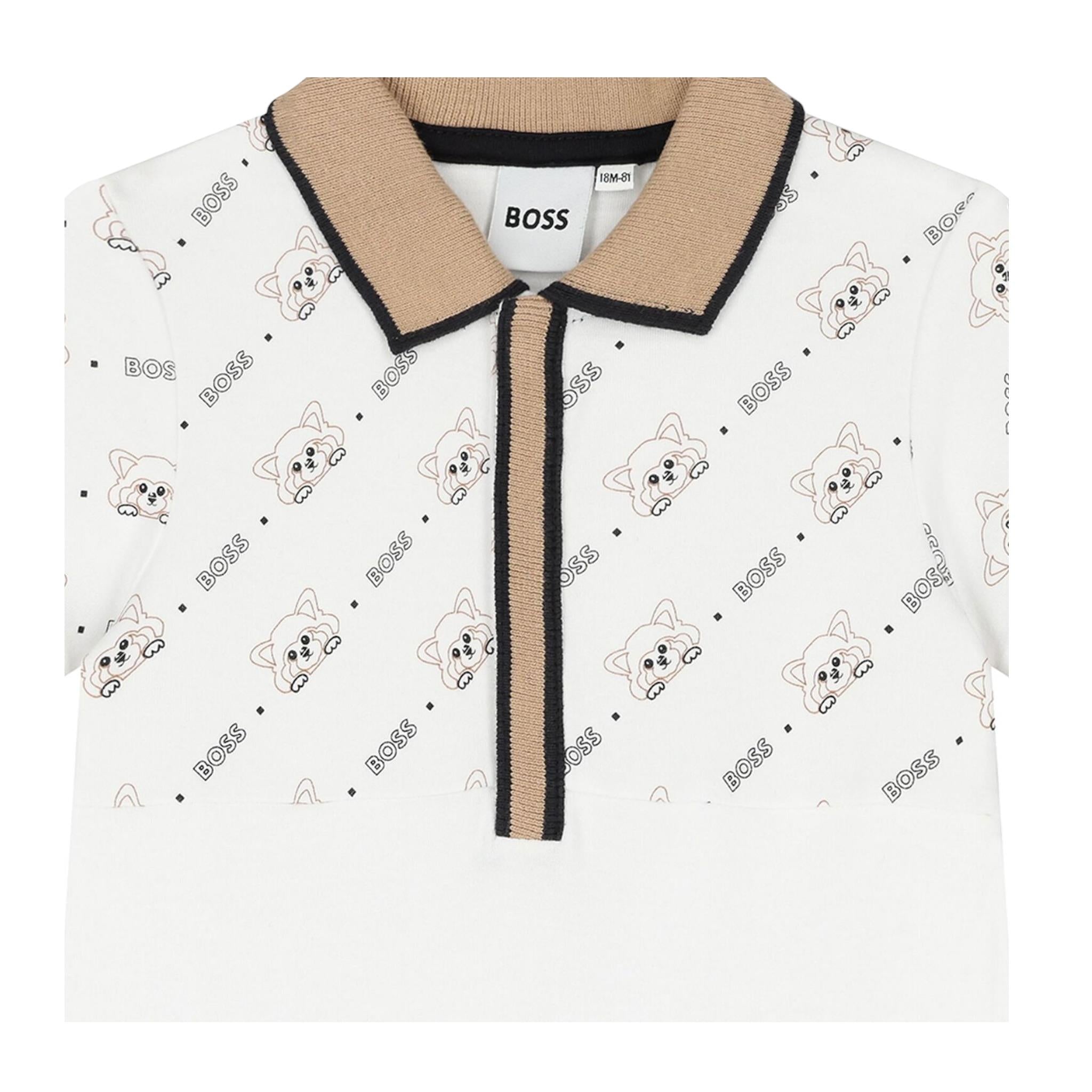 Boss Pagliaccetto Mezza Manica Tinta Unita per Neonato J52206 BIANCO BOSS 