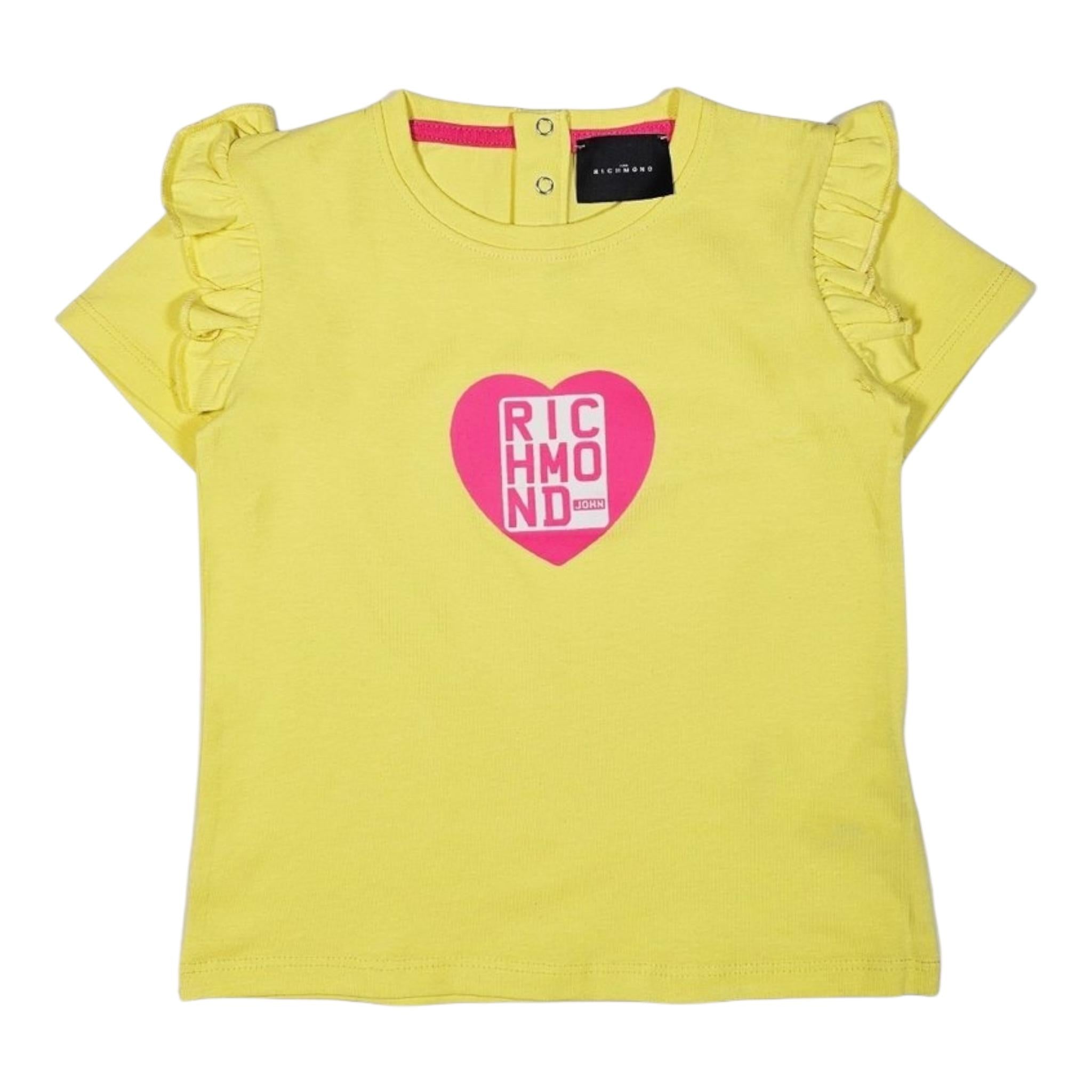 John Richmond T-Shirt Girocollo Tinta Unita con Stampa per Neonata RISP24037TS GIALLO JOHN RICHMOND 