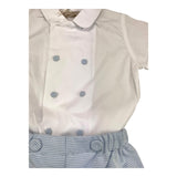 La Stupenderia Completo 2 Pezzi Camicia Body-Bermuda Bicolore Bianco/Azzurro Per Neonato