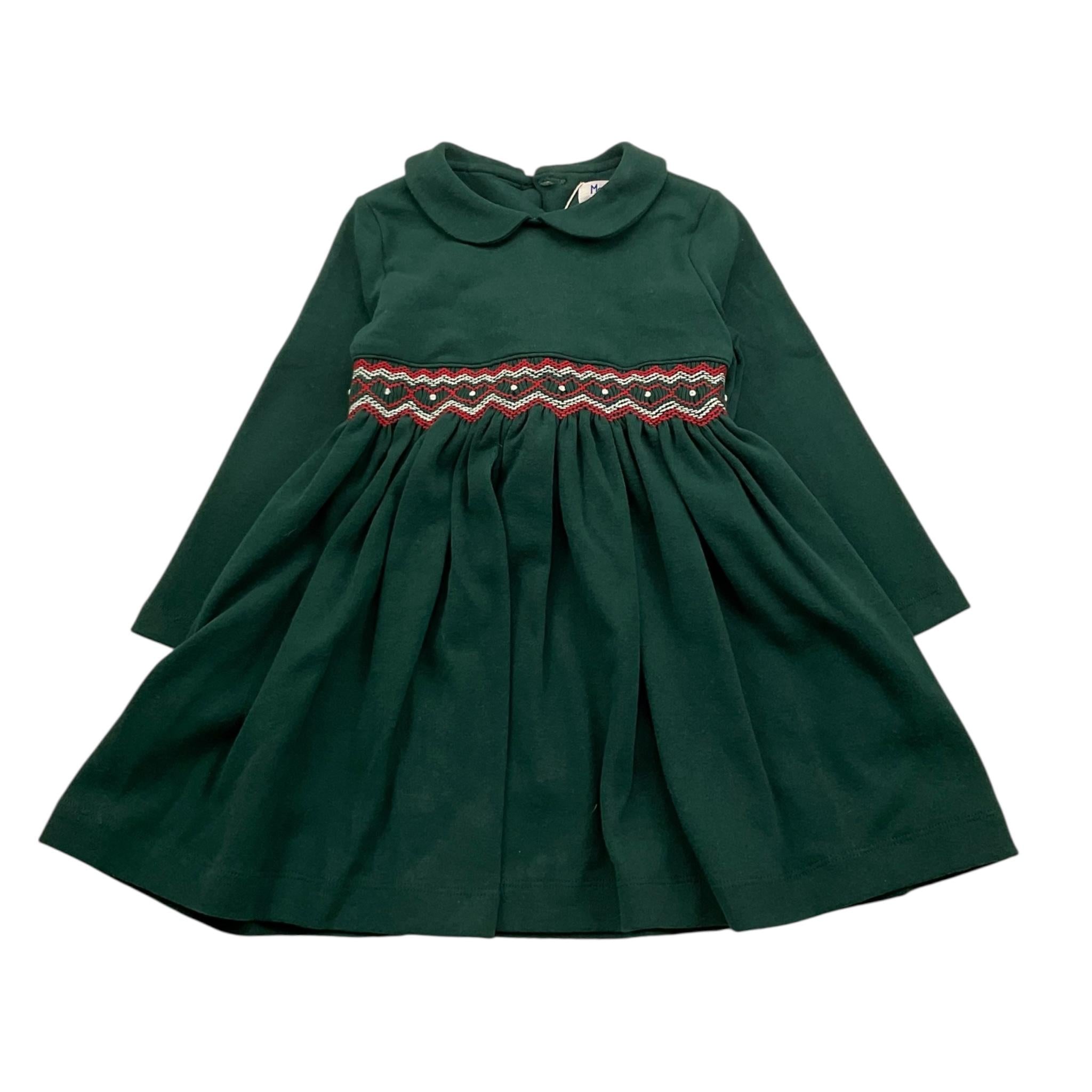 MALVI & CO abito manica lunga tinta unita cn ricami Verde per Neonata FCCM005VEIIN VERDE MALVI & CO 