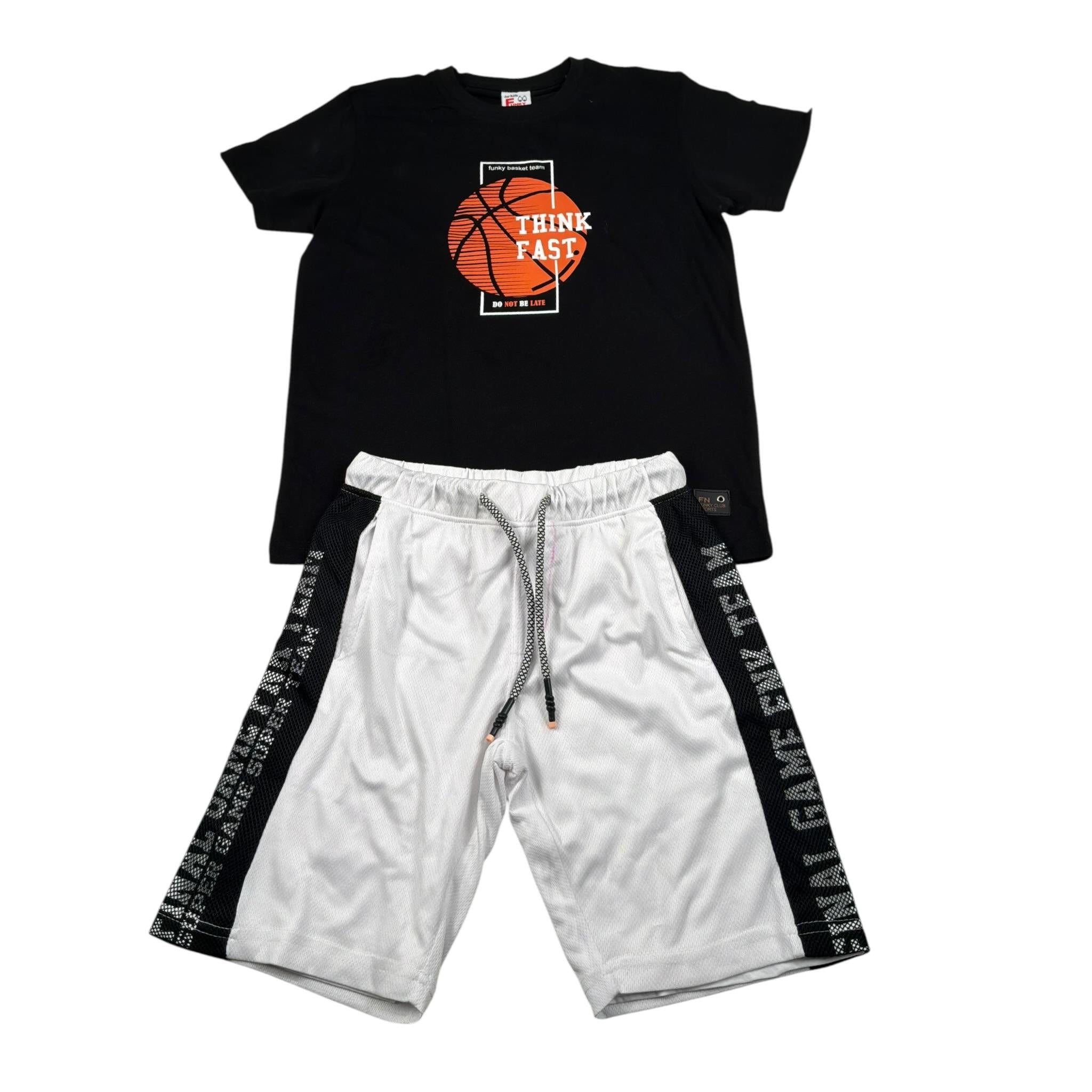 Funky Completo 2 Pezzi T-Shirt-Bermuda Bianco/Nero per Bambino 125101102 BIANCO/NERO FUNKY 