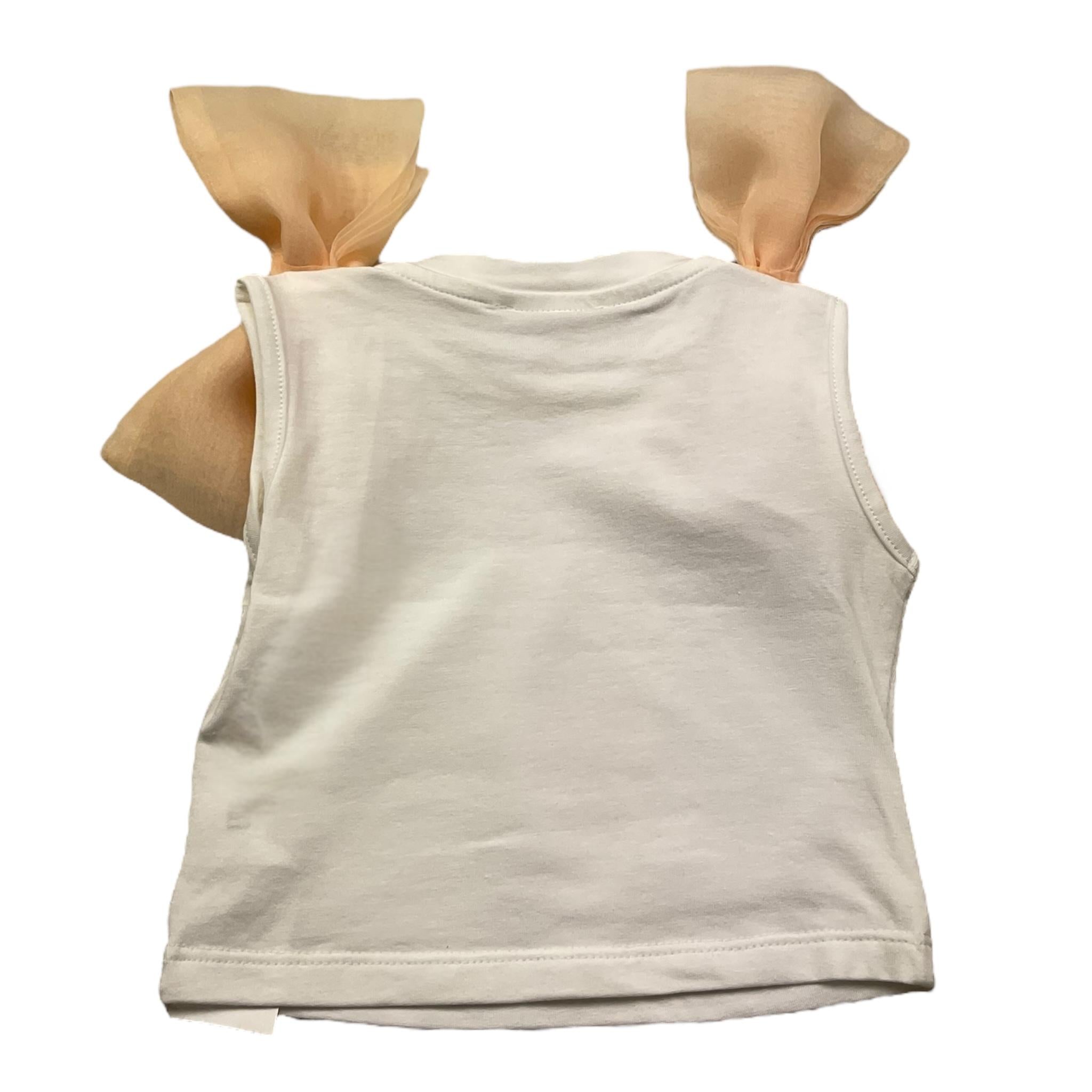 Miss Grant T-Shirt Girocollo Tinta Unita con Fiocchi In Contrasto per Bambina MG1232 BIANCO MISS GRANT 