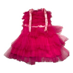 Met Abito Tinta Unita In Tulle con Logo Brillantinato per Bambina ME262 FUXIA MET 