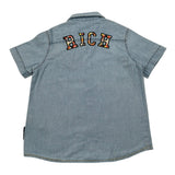 John Richmond Camicia Mezza Manica In Denim Tinta Unita per Neonato RBP25158CEB AZZURRO JOHN RICHMOND 