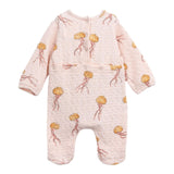 Play Up Tutina Manica Lunga Tinta Unita Con Stampe Rosa Per Neonata