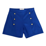 Gaelle Short Tinta Unita con Bottoni In Contrasto Blu per Bambina