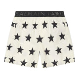 Balmain Short Tinta Unita Con Stampa Stelle Panna Per Bambina