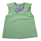 Ilfarobimbi Camicia Tinta Unita con Applicazione Fiocco per Bambina IFB50156 VERDE ILFAROBIMBI 
