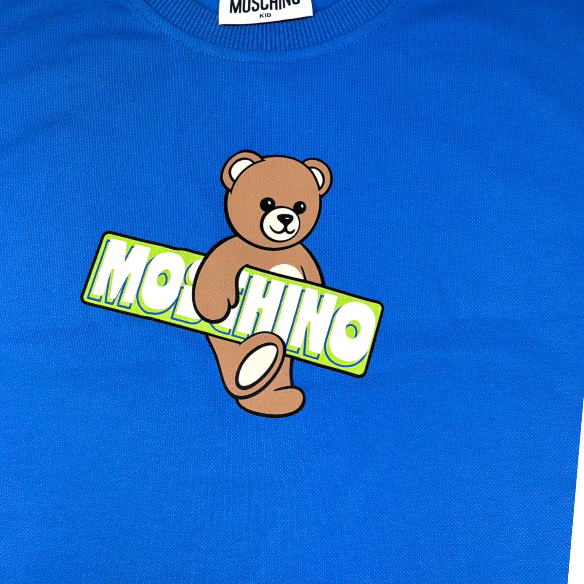 Moschino T-Shirt Girocollo Tinta Unita con Stampa per Bambino HYM03S COBALTO MOSCHINO 