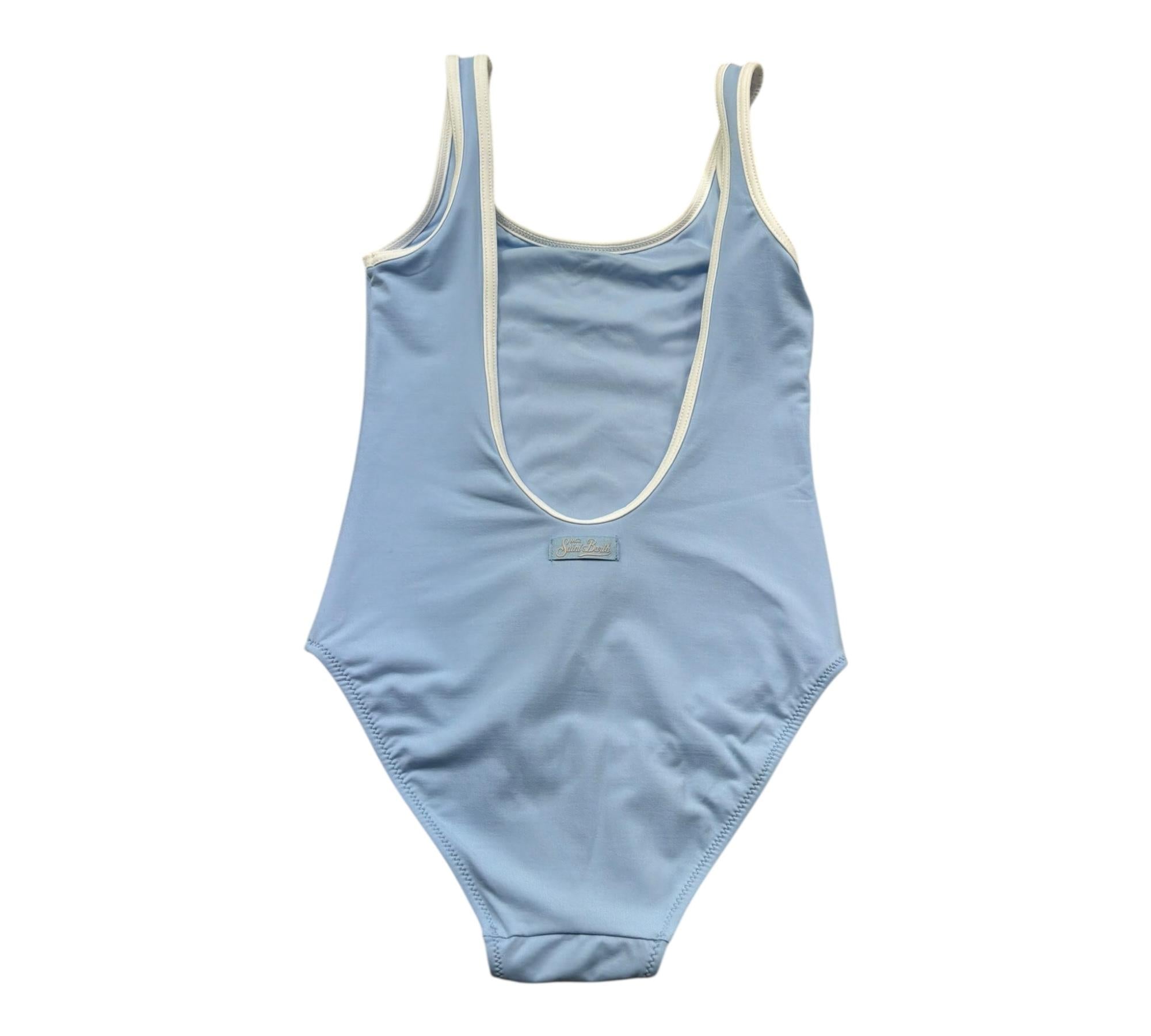 Saint Barth Costume Intero Tinta Unita  per Bambina CARASTRING AZZURRO SAINT BARTH 