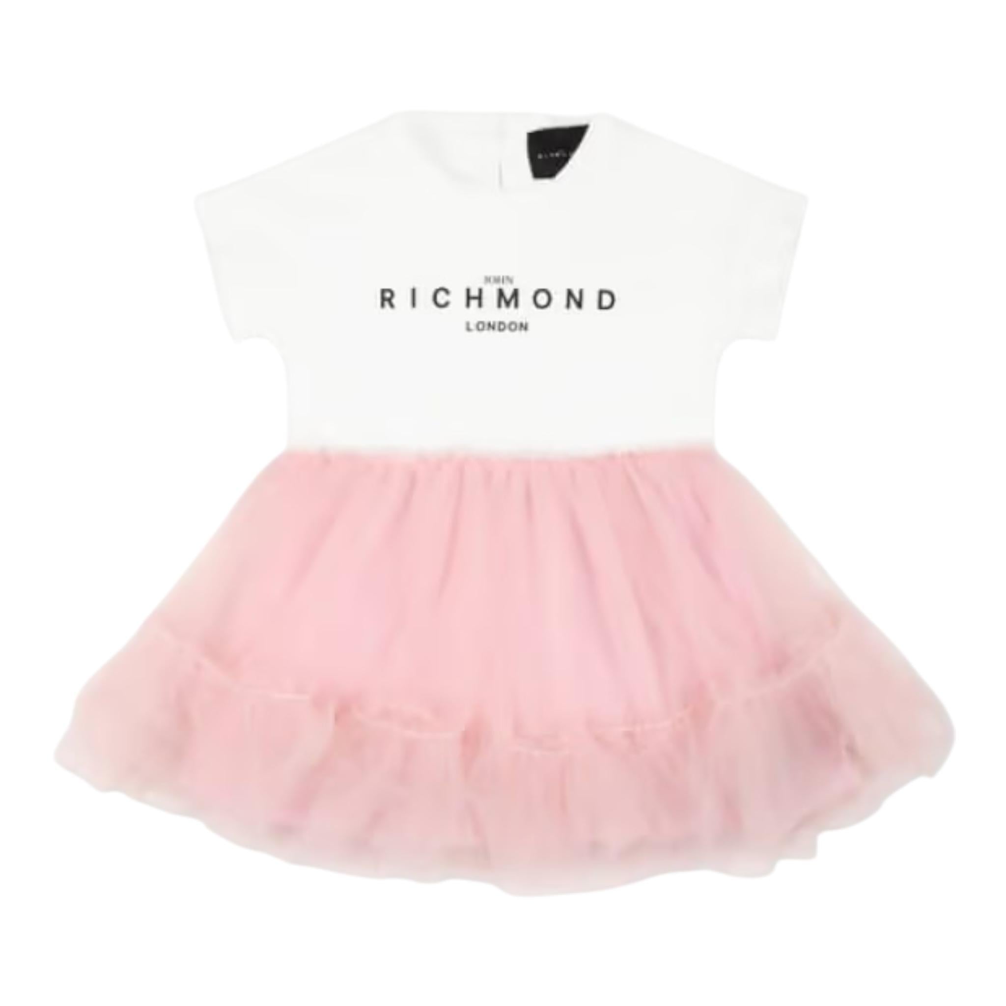 John Richmond Abito Mezza Manica Bicolore con Gonna Tulle per Neonata RIP25043VEX BIANC/ROSA JOHN RICHMOND 