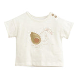 Play Up T-Shirt Girocollo Tinta Unita Con Stampa In Contrasto Panna Per Neonato