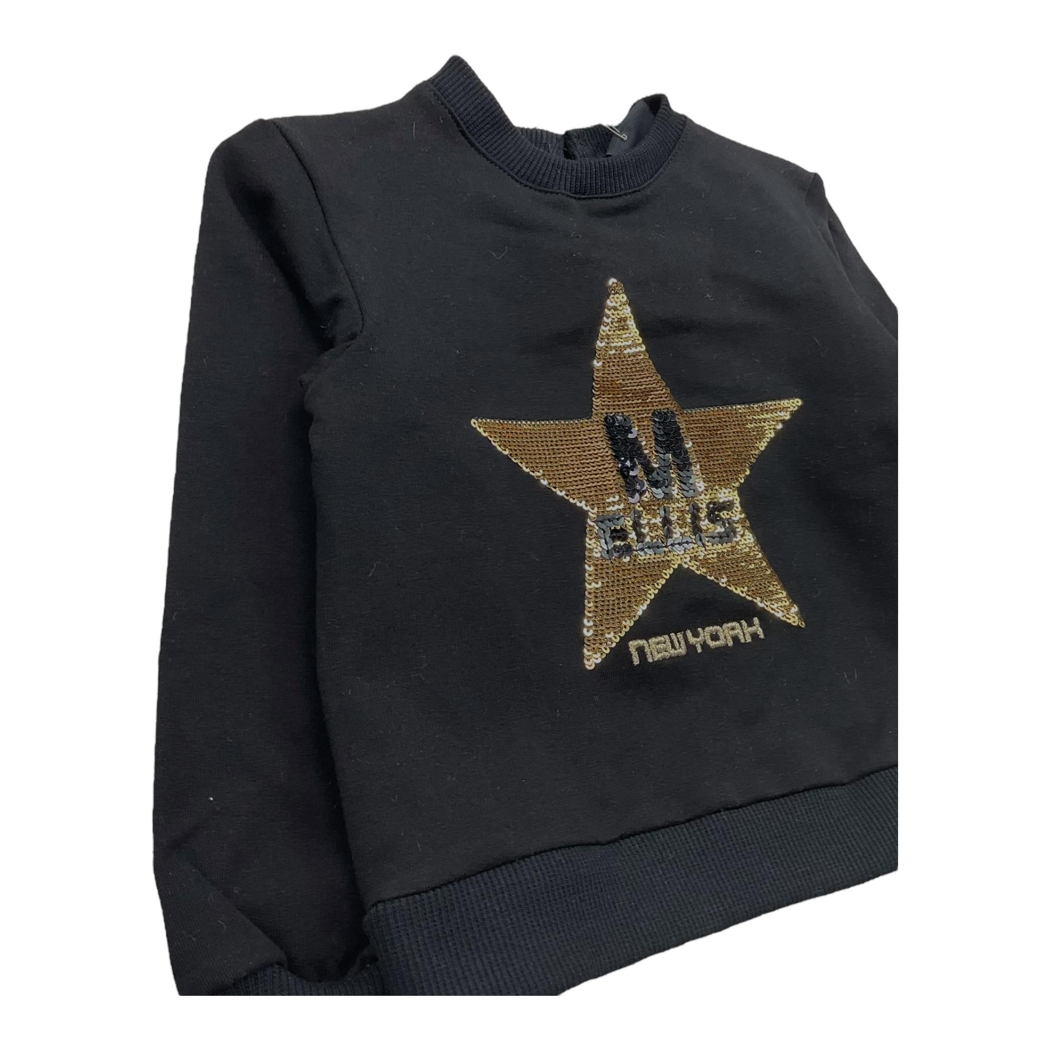 MARC ELLIS felpa chiusa girocollo tinta unita con paillettes Nero per Neonata JMNST15789 NERO MARC ELLIS 