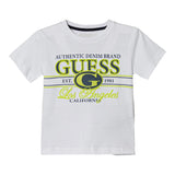 Guess T-Shirt Girocollo Tinta Unita con Stampe per Neonato N5RI23K8HM4NX BIANCO GUESS 