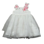 Aletta Abito Giromanica Tinta Unita con Tulle E Babbucce per Neonata HP22225 BIANCO ALETTA 