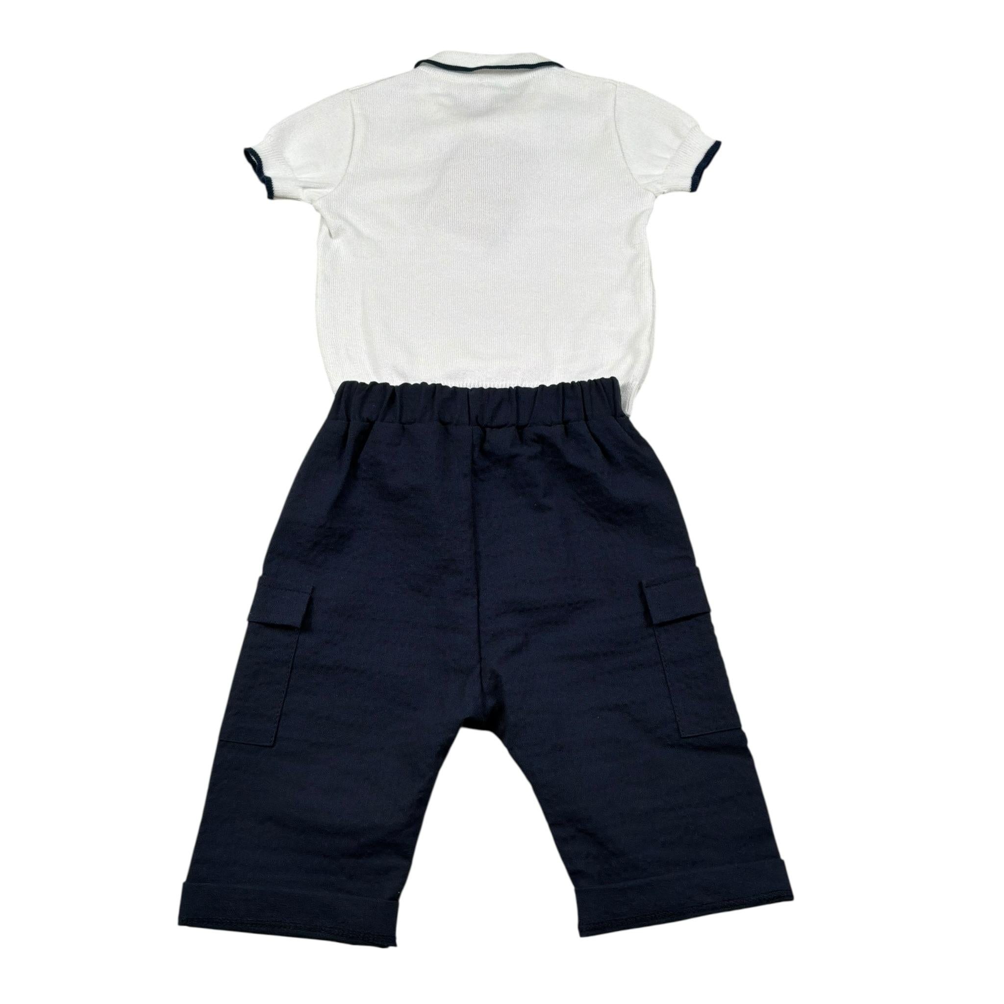 Lalalu' Completo 2 Pezzi Polo-Pantalone Bicolore Bianco/Blu per Neonato CTL003M BIANCO/BLU LALALU' 