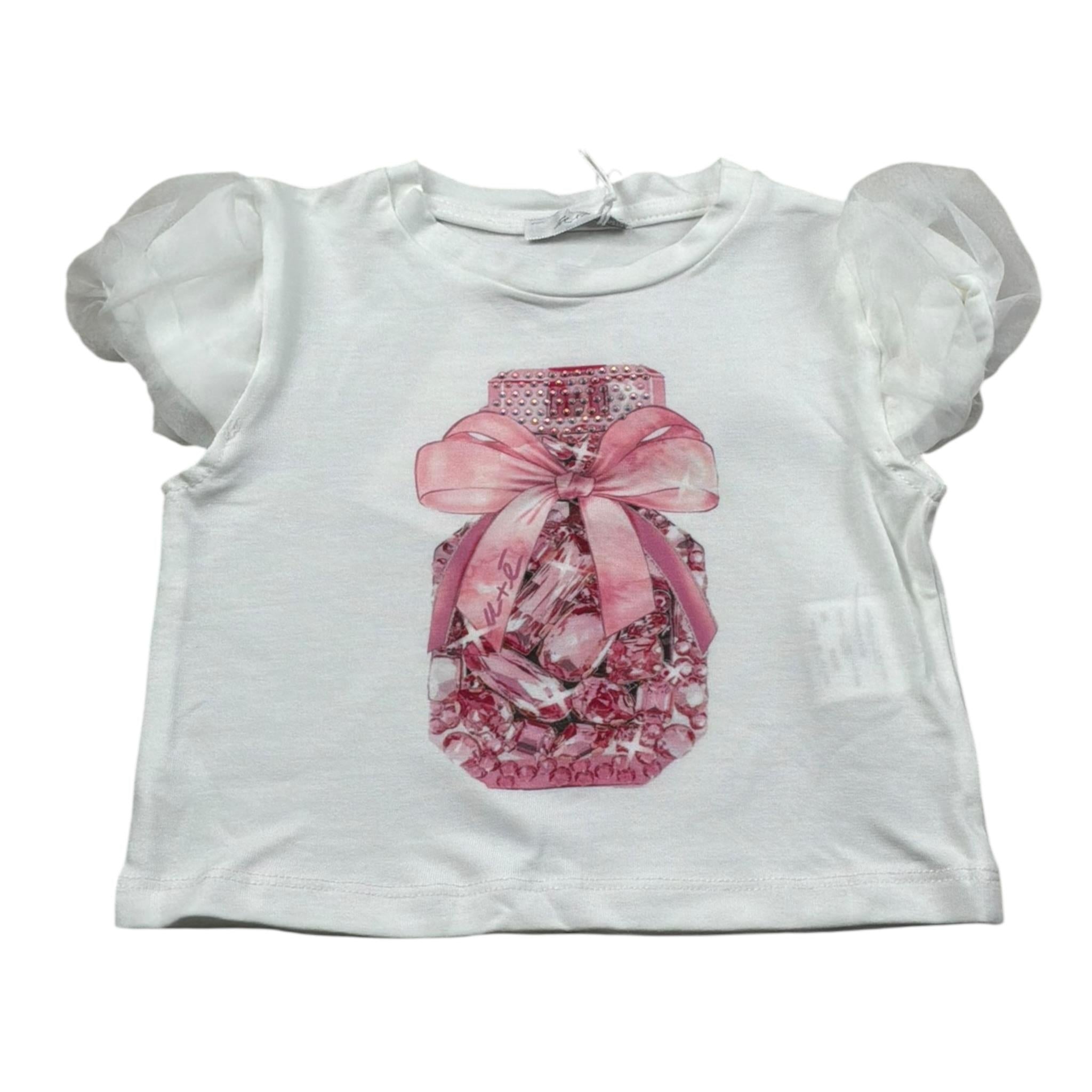 M+E' T-Shirt Girocollo Tinta Unita con Stampa per Neonato UE1856XX BIANCO M+E' 