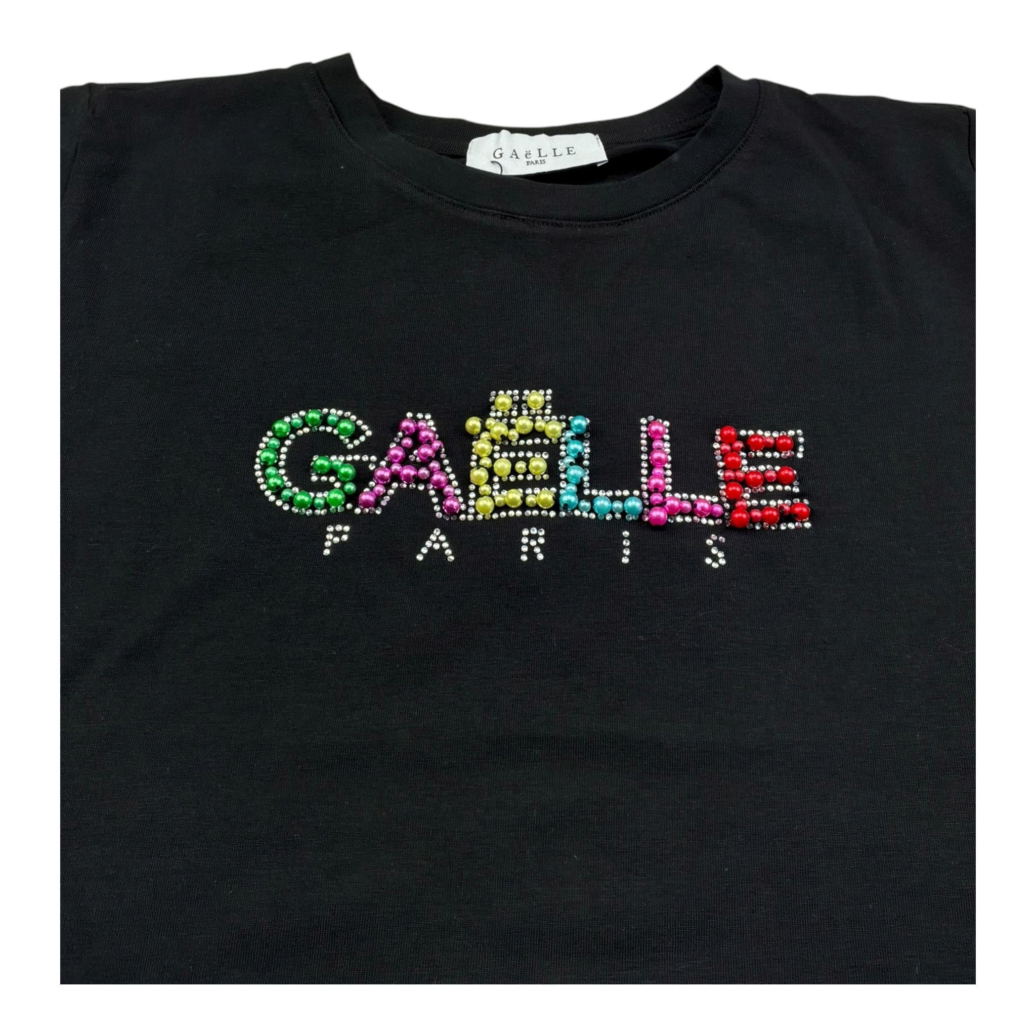 Gaelle T-Shirt Girocollo Tinta Unita con Logo per Bambina 2746M00337 NERO GAELLE 