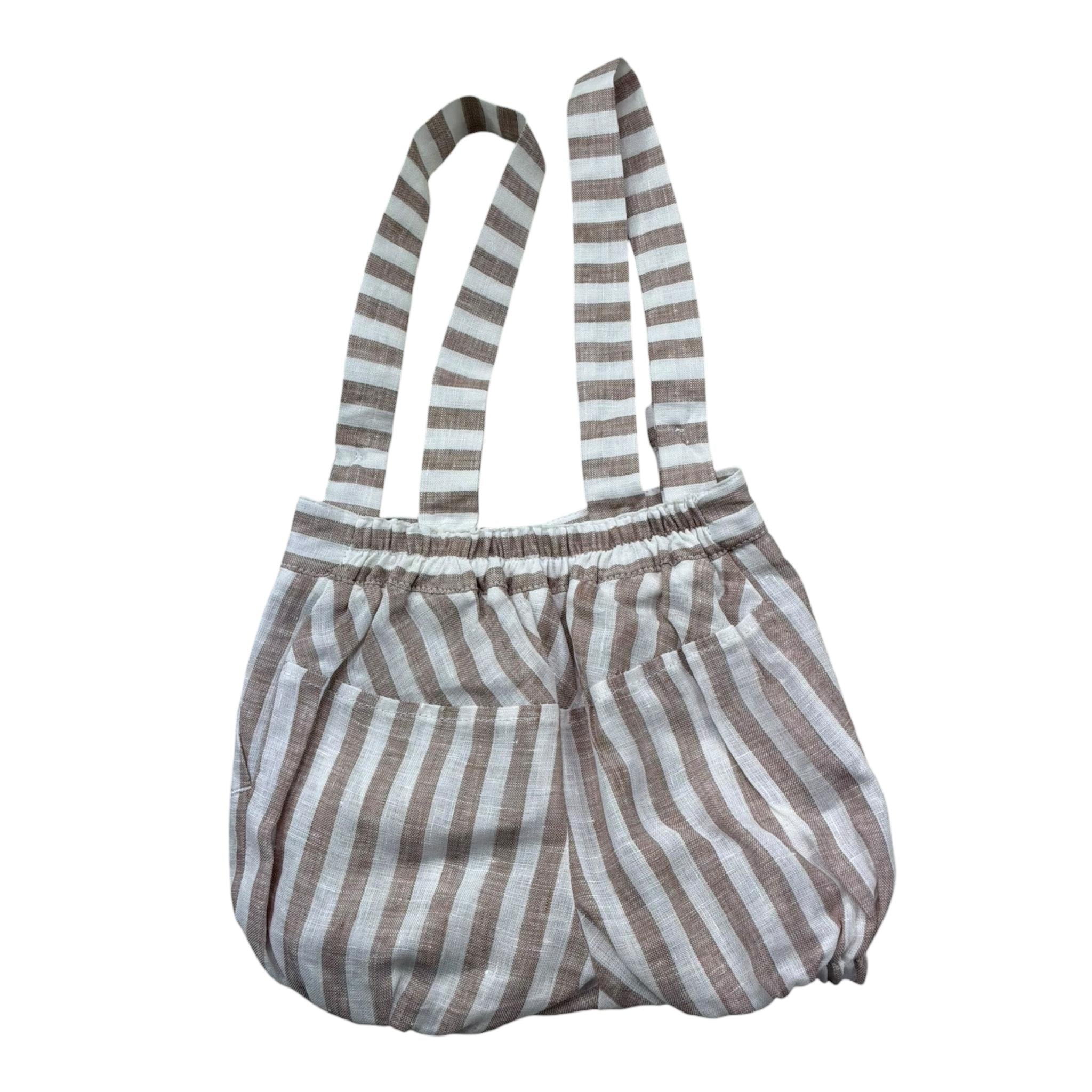 Manuel & Frank Salopette Bicolore con Fantasia A Righe per Neonato MF2409I BIANCO/BEIGE MANUEL & FRANK 