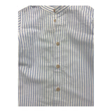 Zhoe & Tobiah Camicia Bicolore Con Collo Coreano E Fantasia A Righe Bianco/Azzurro Per Bambino