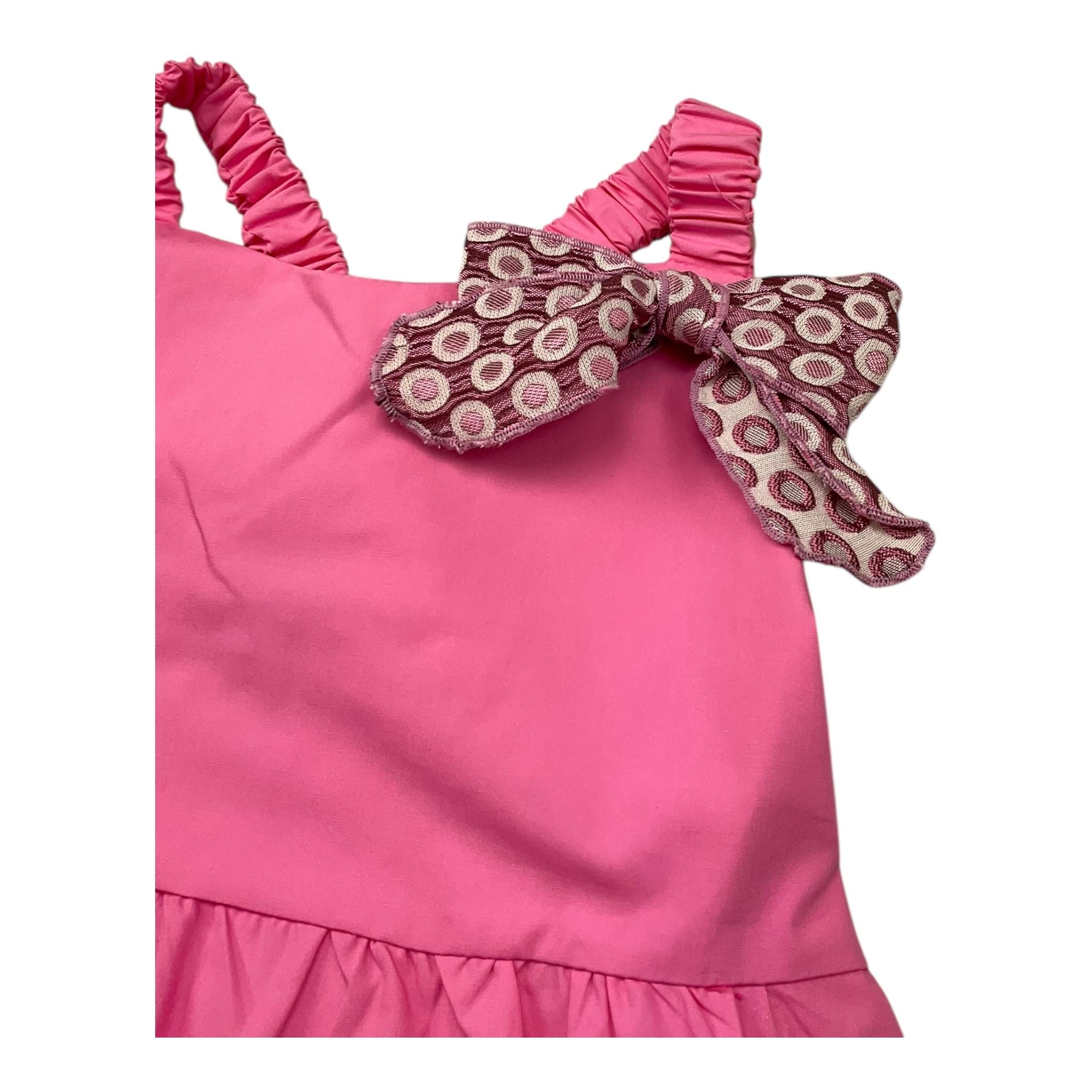 M+E' Abito Tinta Unita con Applicazione Fiocco per Bambina UE1709X ROSA M+E' 
