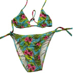 Matinée Costume 2 Pezzi Triangol-Slip Tinta Unita con Fantasia per Bambina CC1041 AZZURRO MATINÉE 