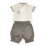 La Stupenderia Completo 2 Pezzi Camicia Body-Bermuda Bianco/Beige Per Neonato