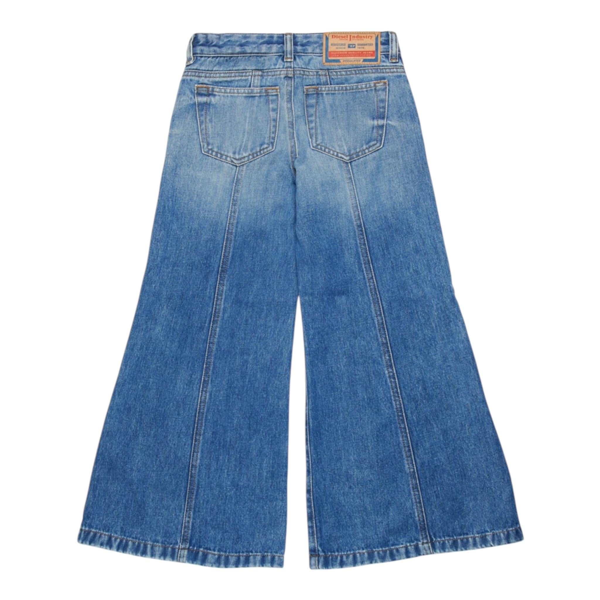 Diesel Jeans Tinta Unita Modello Palazzo per Bambina J01919 BLU DIESEL 