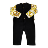 VERSACE tutina bicolore con fantasia Nero per Neonato 1000450 NERO VERSACE 