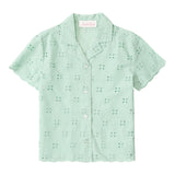 Saint Barth Camicia Mezza Manica Tinta Unita In Pizzo Sangallo per Bambina EVL0001 VERDE ACQUA SAINT BARTH 