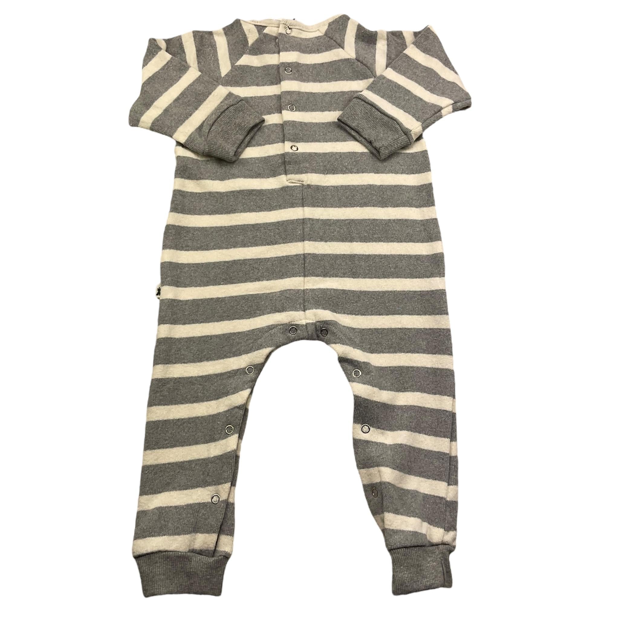 PETIT INDI tutina manica lunga fantasia a righe Panna/grigio per Neonato AW24B3405 PANNA/GRIGIO PETIT INDI 