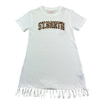 Saint Barth Abito Mezza Manica Tinta Unita con Frange per Bambina ABBEY1 BIANCO SAINT BARTH 