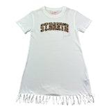 Saint Barth Abito Mezza Manica Tinta Unita con Frange per Bambina ABBEY1 BIANCO SAINT BARTH 