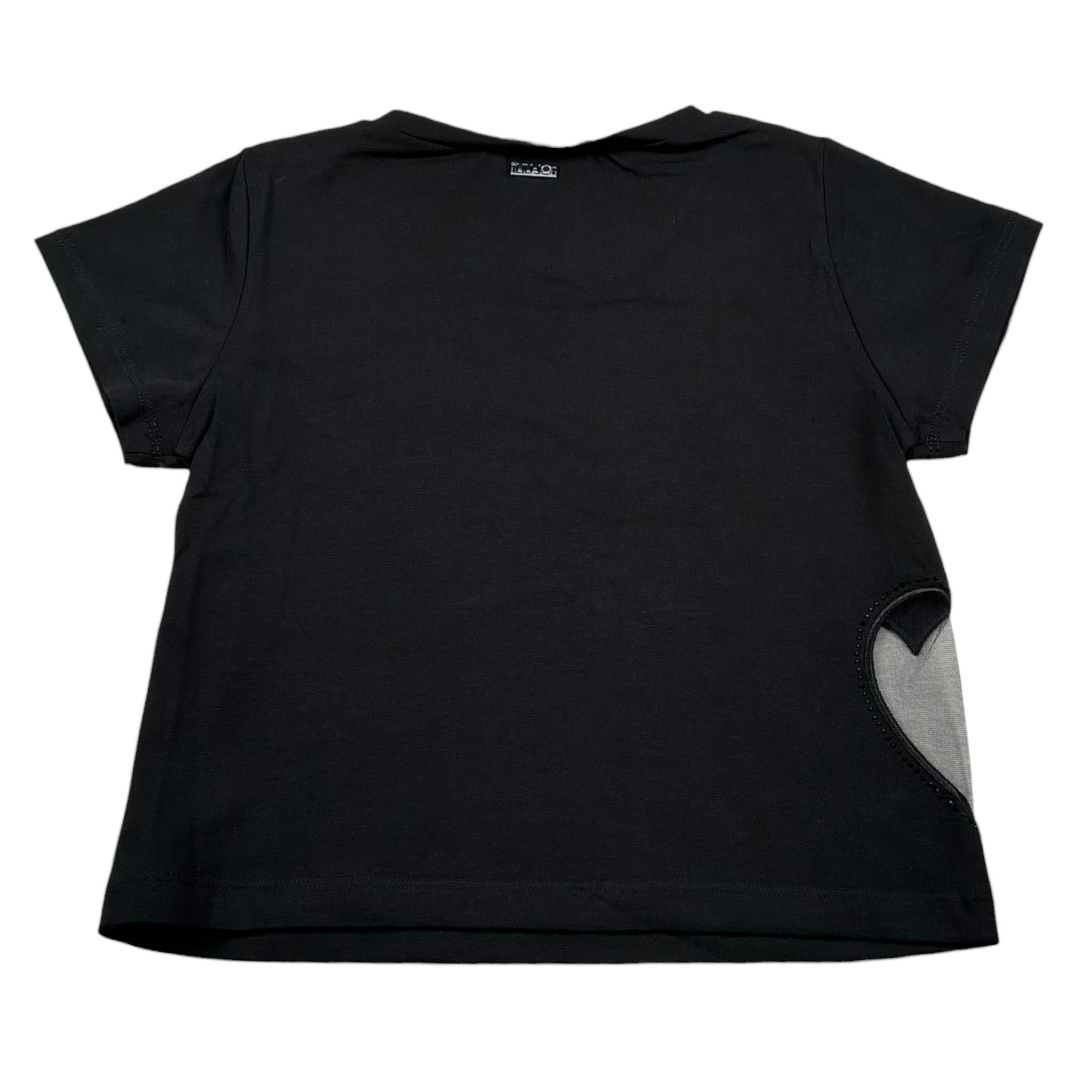 Liu Jo T-Shirt Girocollo Tinta Unita con Applicazione per Bambina GA5067XX NERO LIU JO 