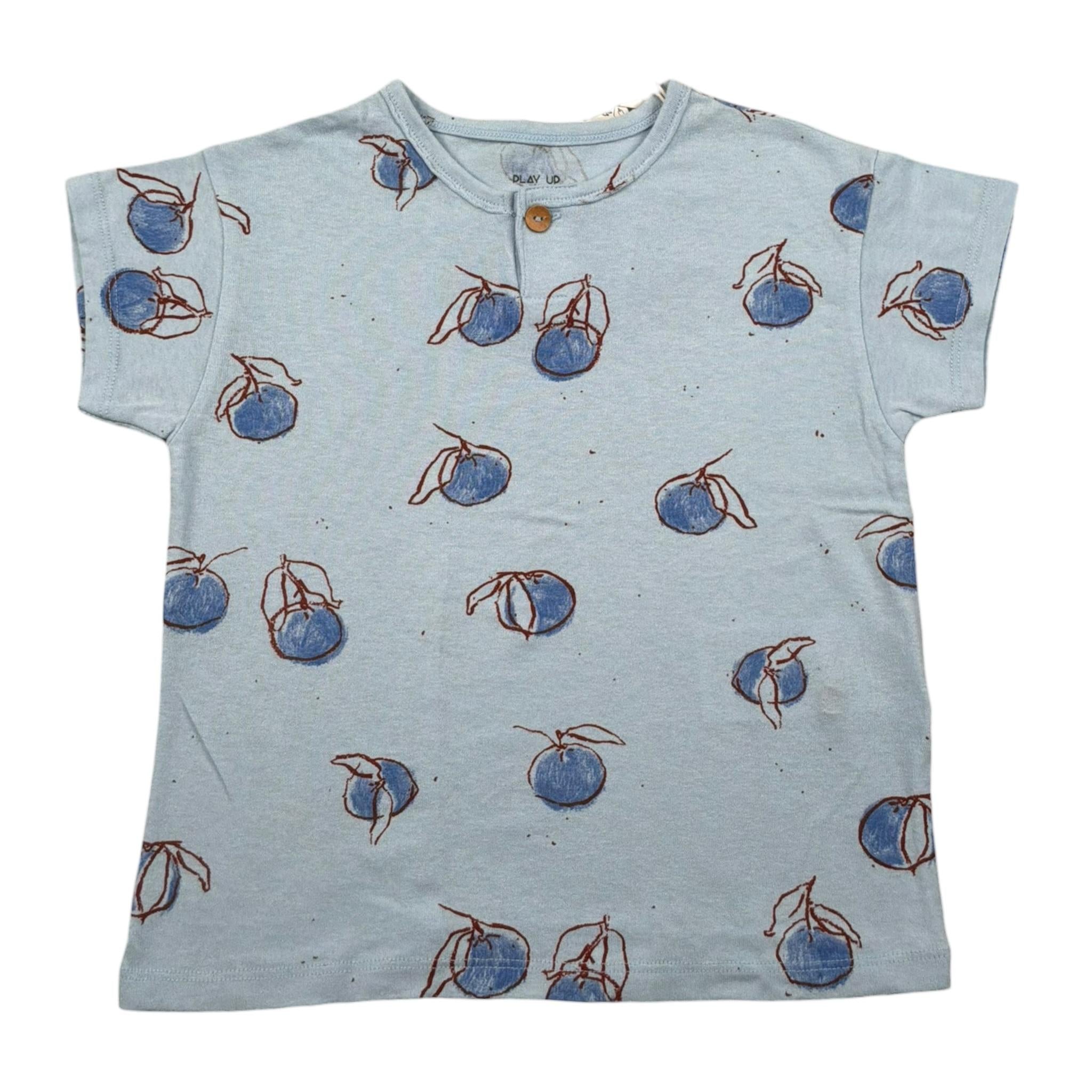 Play Up T-Shirt Girocollo Tinta Unita con Stampe per Neonato PA011AQ11054N AZZURRO PLAY UP 