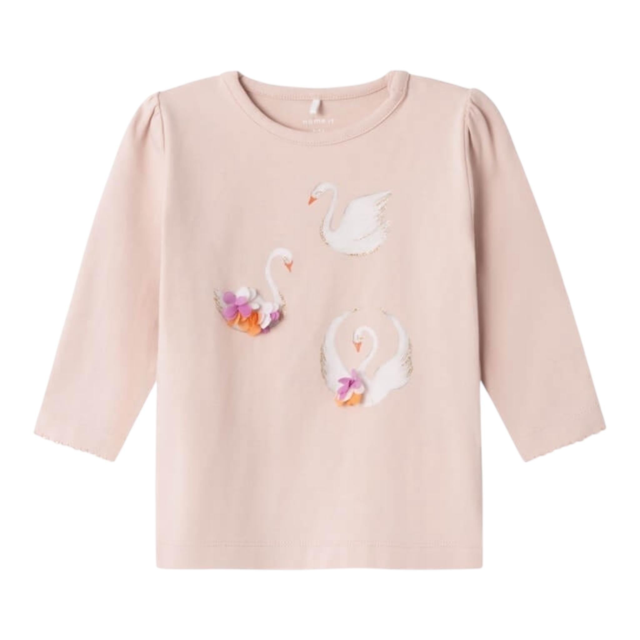 NAME IT shirt tinta unita girocollo con stampa Rosa per Neonata 13225644 ROSA NAME IT 