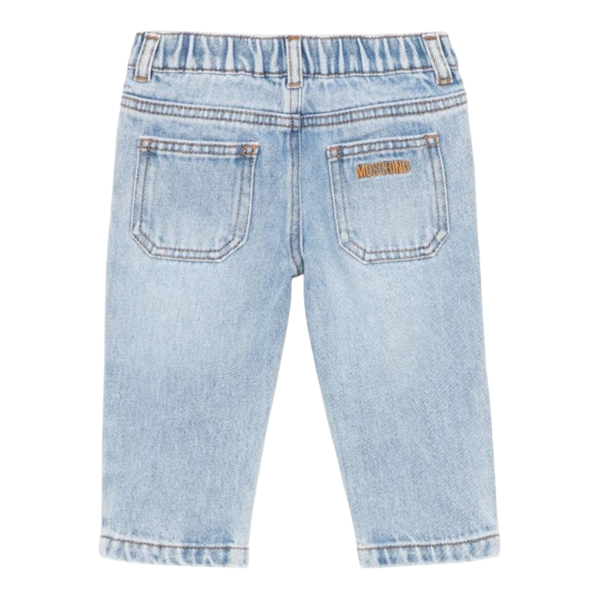 MOSCHINO jeans tinta unita con elastico in vita Azzurro per Neonato MUP054 AZZURRO MOSCHINO 
