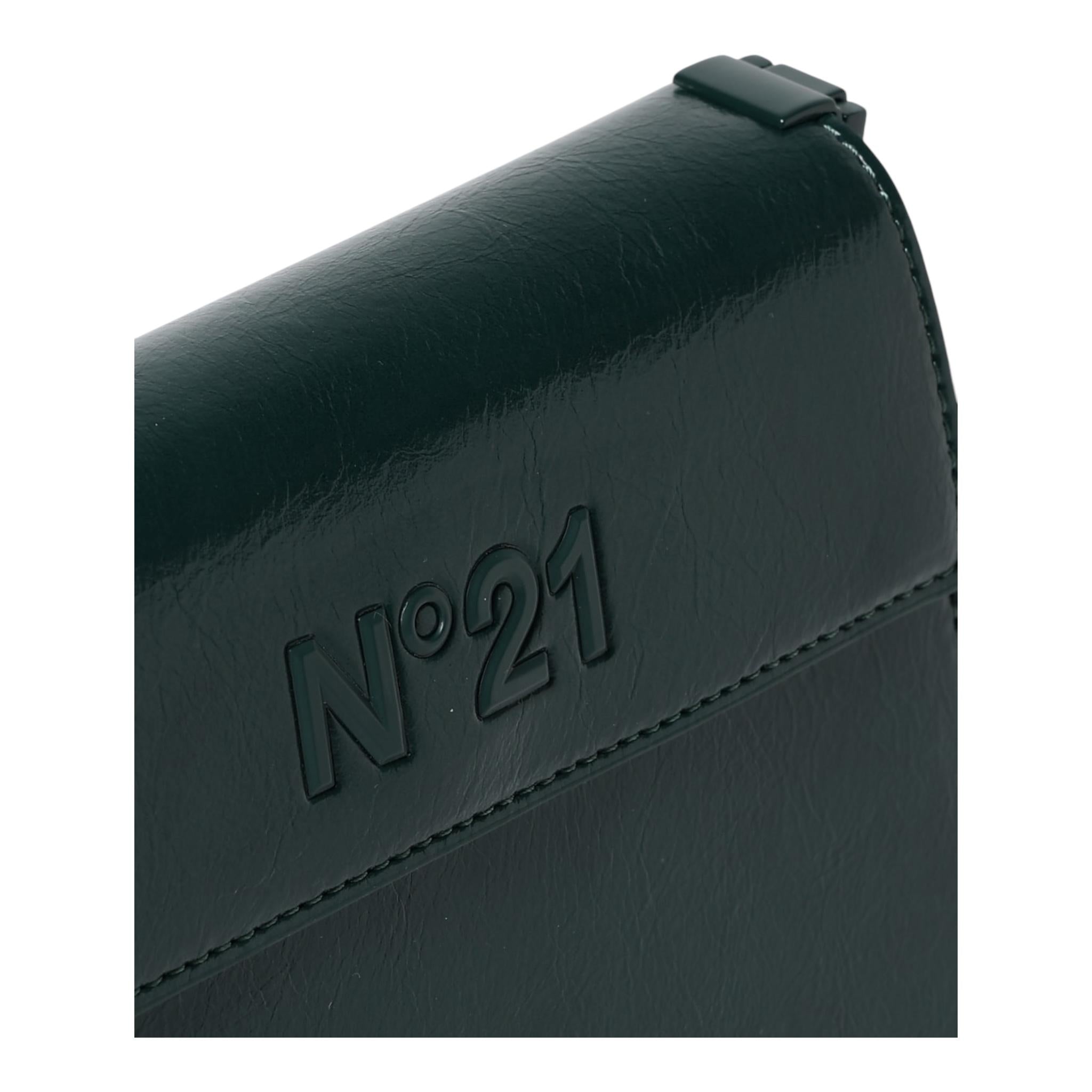 N°21 borsa tinta unita con logo e tracolla Verde per Bambina N21A32 VERDE N°21 