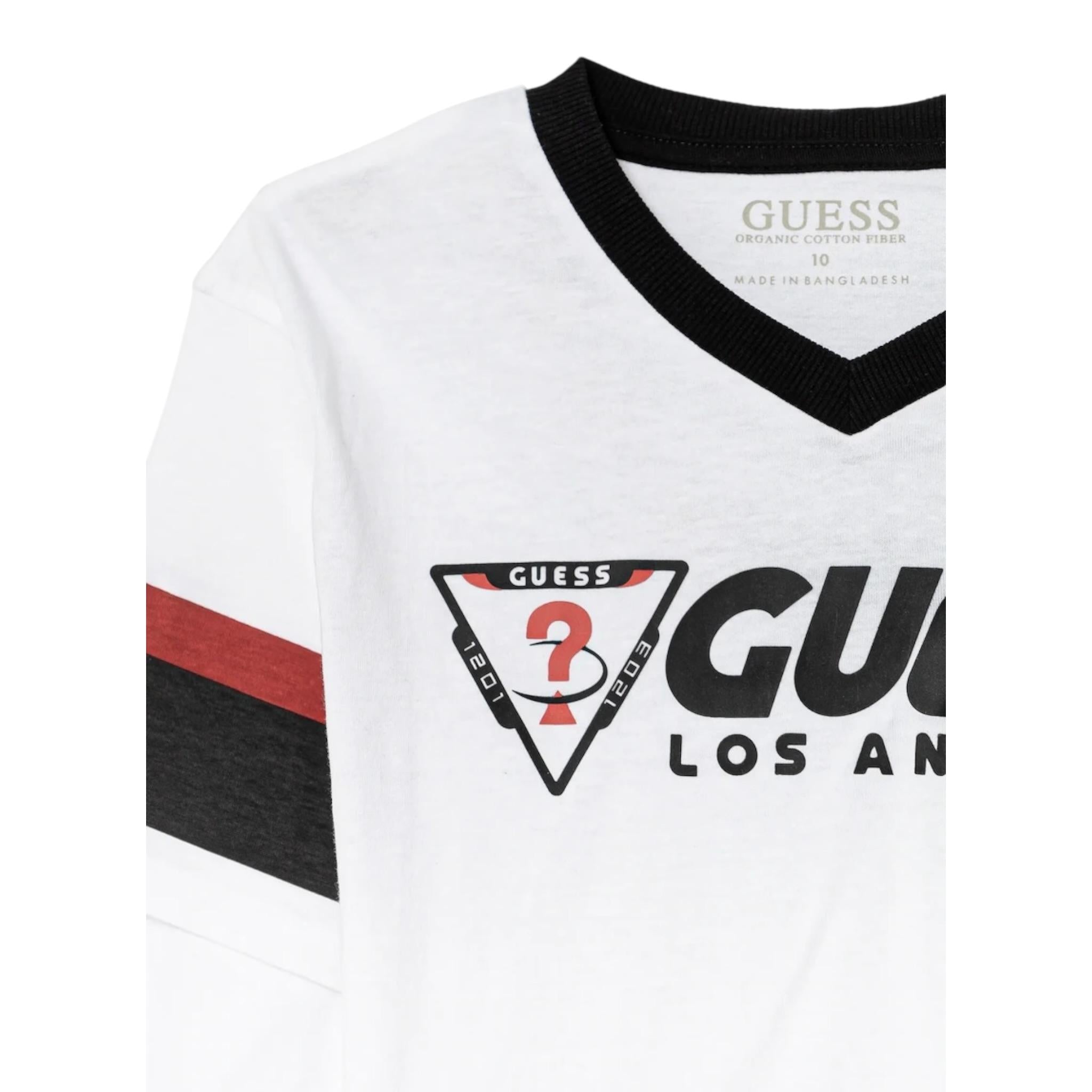 Guess Shirt Girocollo Tinta Unita con Stampa per Bambino L5RI10K8HM4 BIANCO GUESS 