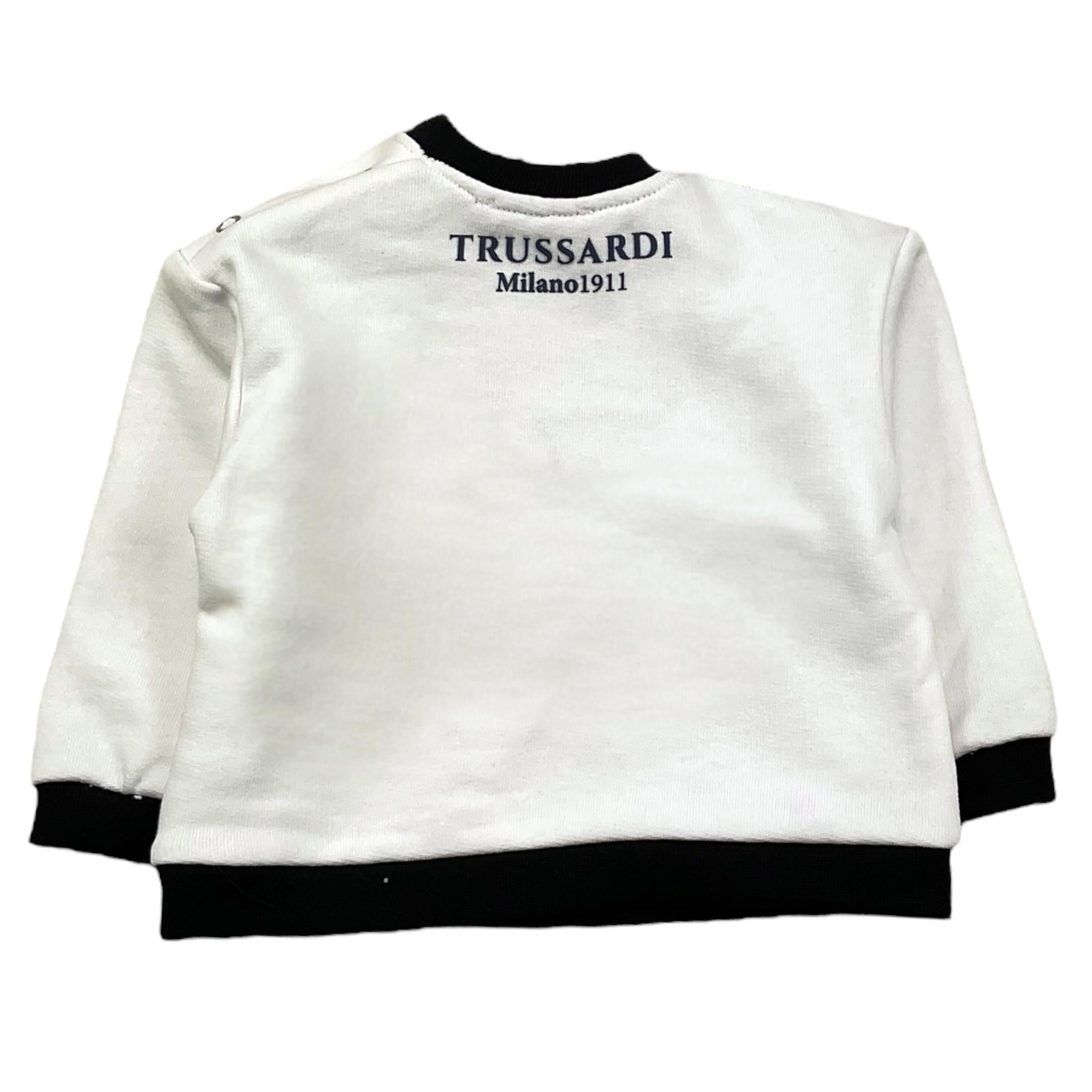TRUSSARDI felpa chiusa girocollo tinta unita con profili in contrasto Bianco per Neonato TIA25214FE BIANCO TRUSSARDI 