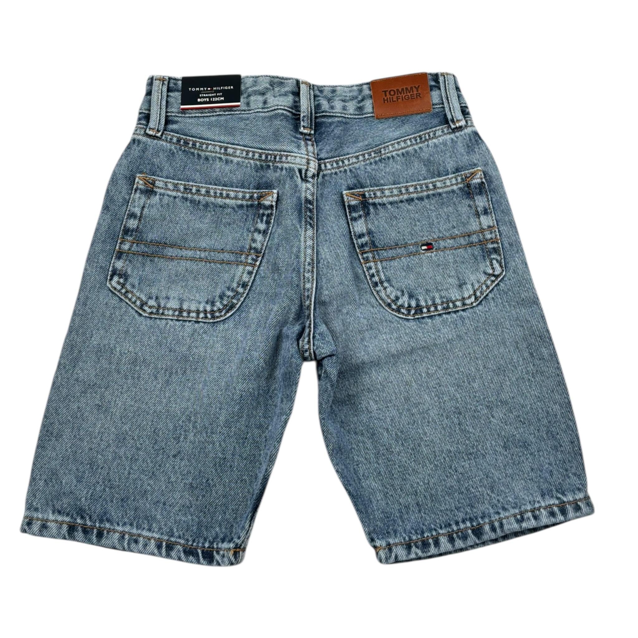 Tommy Hilfiger Bermuda In Denim Tinta Unita per Bambino KB0KB09674 AZZURRO TOMMY HILFIGER 