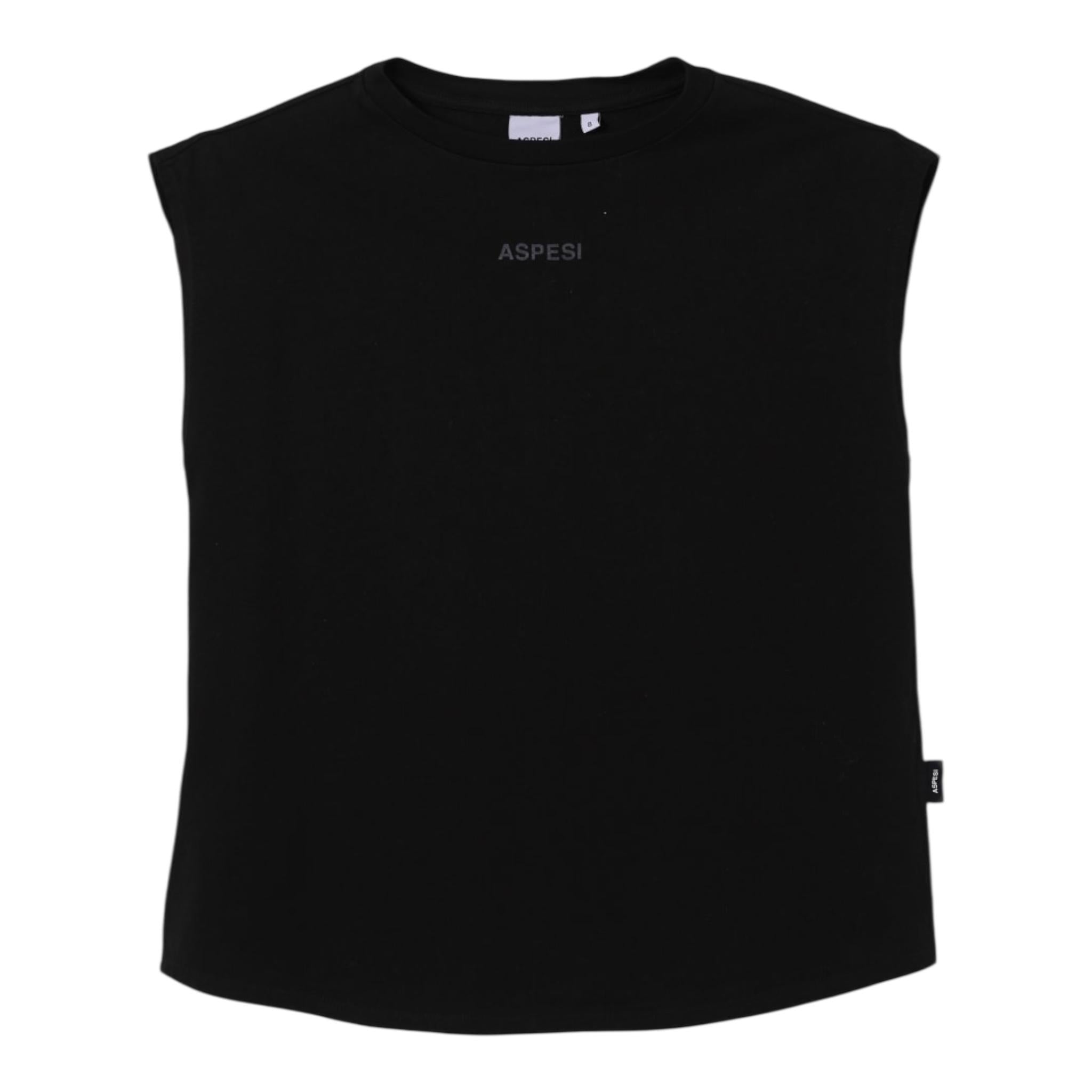Aspesi Canotta Tinta Unita con Stampa per Bambino S25050TSM7038 NERO ASPESI 