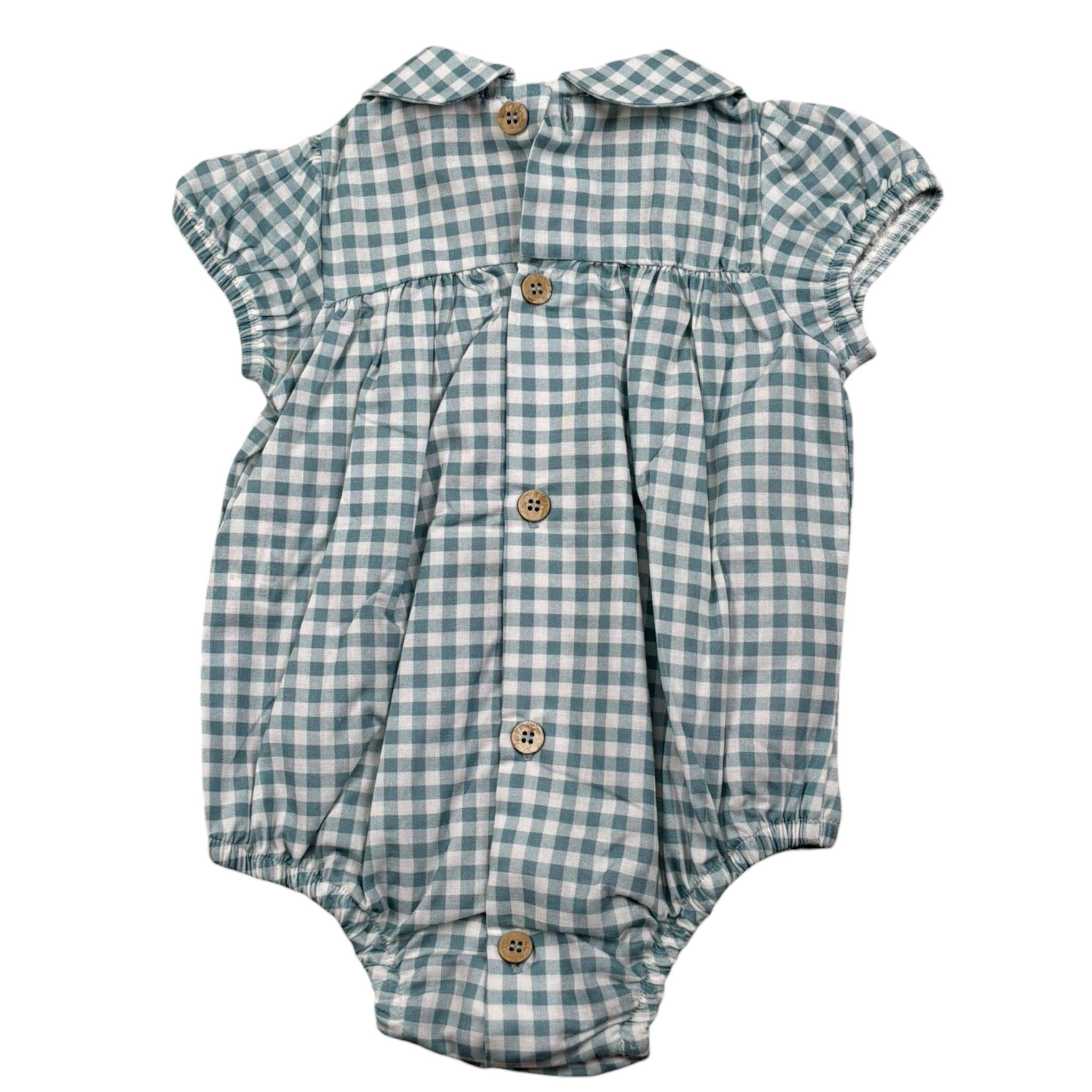 Babidu Pagliaccetto Bicolore con Fantasia A Quadri per Neonata 30406 BIANCO/VERDE BABIDU 