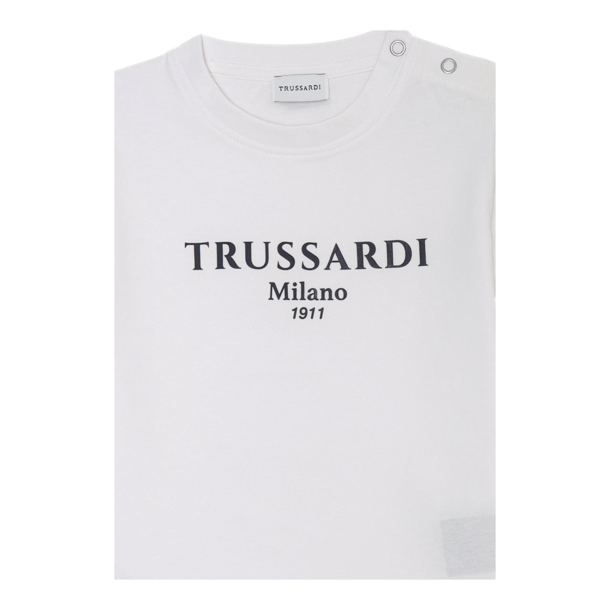 Trussardi T-Shirt Girocollo Tinta Unita con Stampa per Neonato TBP25043TSN BIANCO TRUSSARDI 