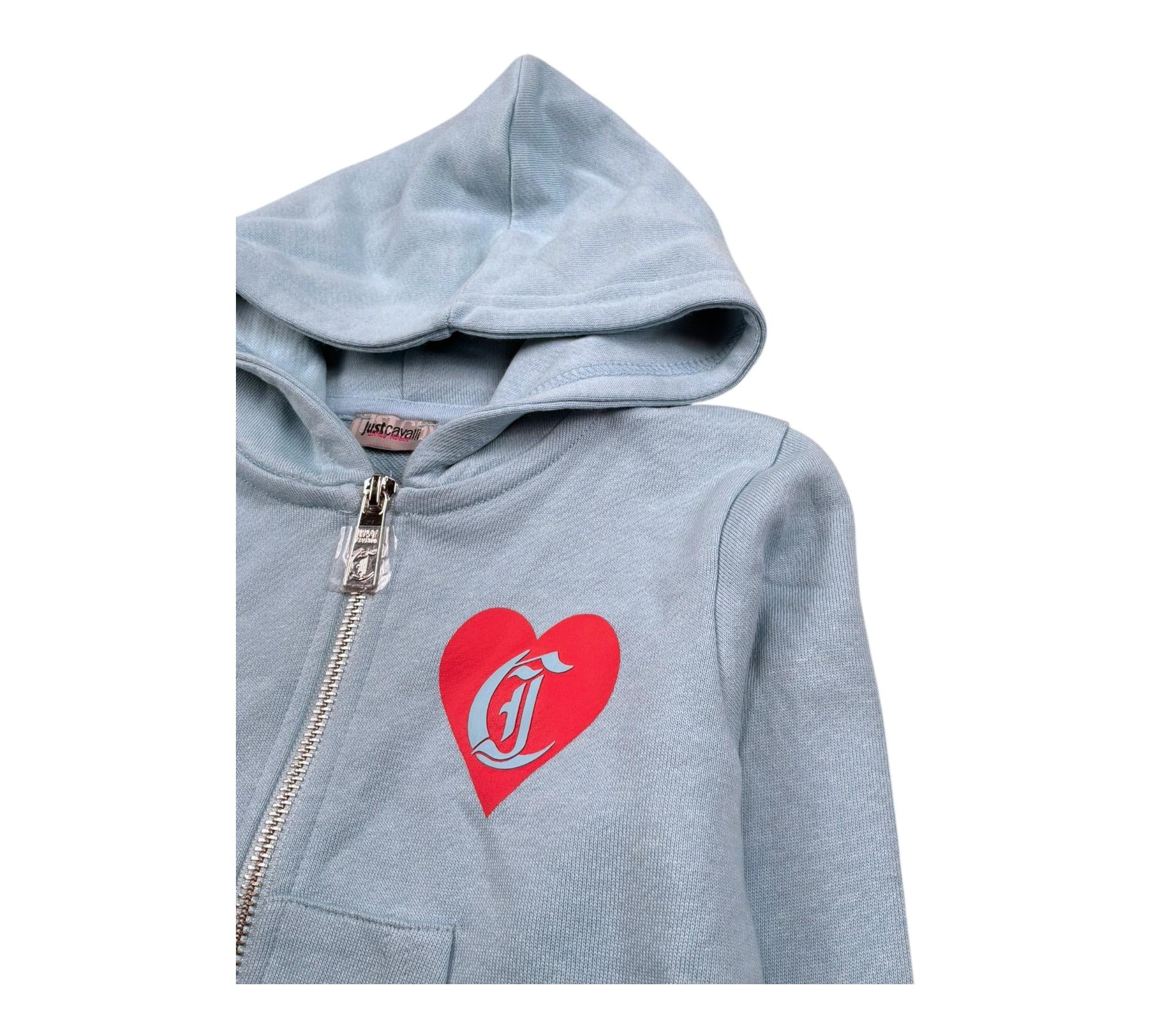 Just Cavalli Felpa con Zip E Cappuccio Tinta Unita per Neonata JIP26031FE AZZURRO JUST CAVALLI 