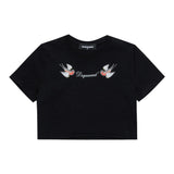 Dsquared2 T-Shirt Girocollo Tinta Unita con Logo per Bambina DQ2729 NERO DSQUARED2 