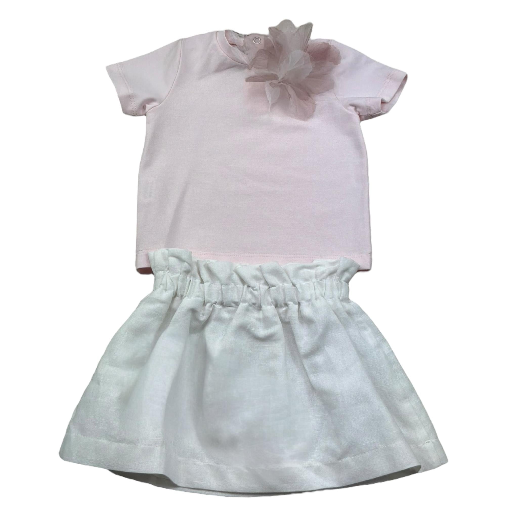 I Delfi Completo 2 Pezzi T-Shirt-Gonna per Neonata 25P5195 BIANCO/ROSA I DELFI 