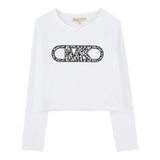 Michael Kors Shirt Girocollo Tinta Unita con Logo per Bambina R30316 BIANCO MICHAEL KORS 